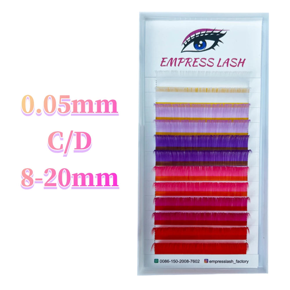 0.05MM 12 Lines 6 Colors Rainbow Colored Eyelash Extensions