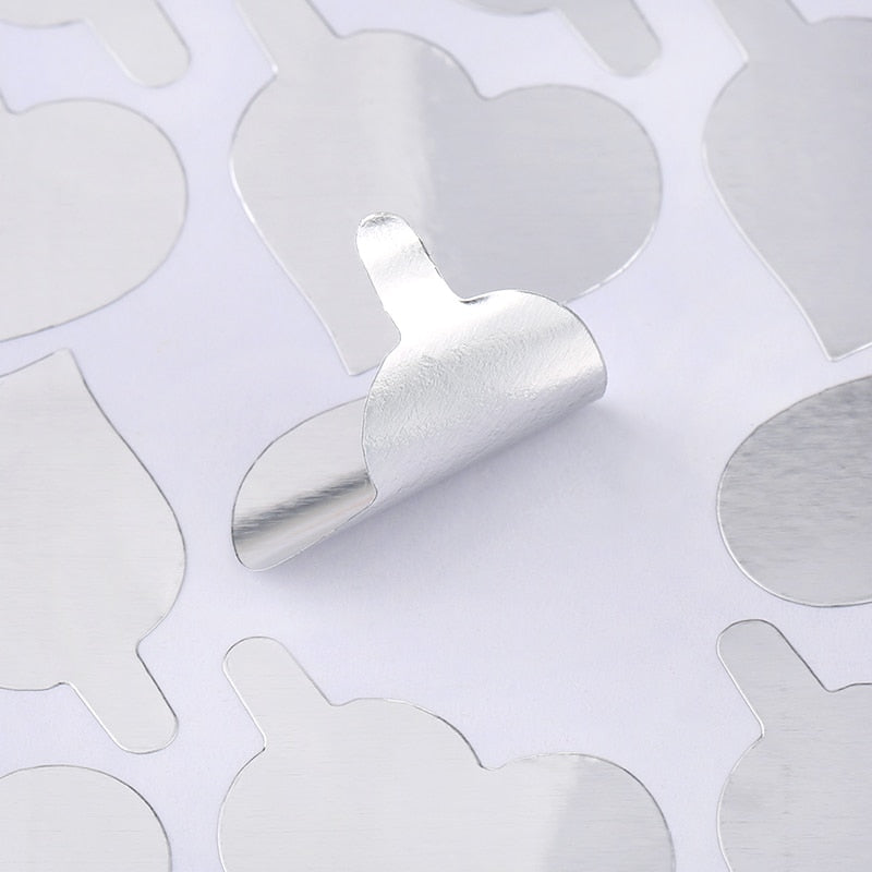 Aluminum Heart-shaped Foil Glue Sticker 300pcs/Pack